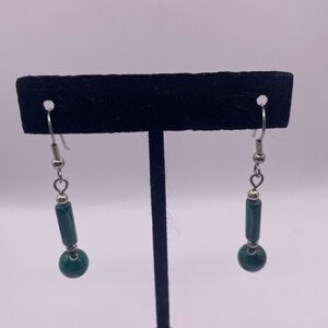 NWT hand-made malachite and sterling silver earrings